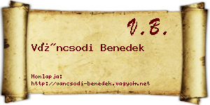 Váncsodi Benedek névjegykártya